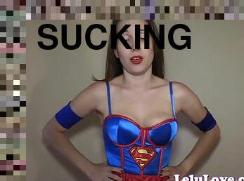 Superheroine FLIES in super sucks your dick all the way to her face - Lel