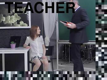 Schoolgirl Ksenia gets pounded by her teacher after school to pass the test