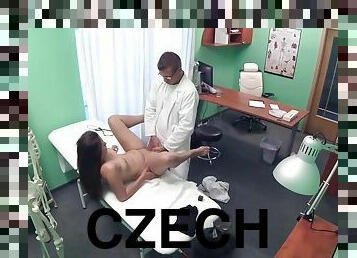 Czech uninformed doctor examines young cute patien with cock