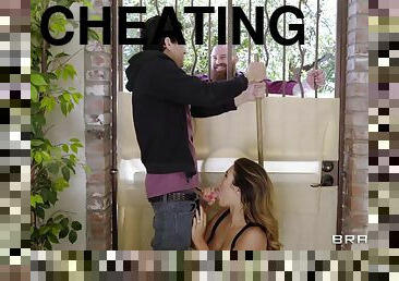Cheating MILF babe Eva Lovia secretly takes huge dick outdoor