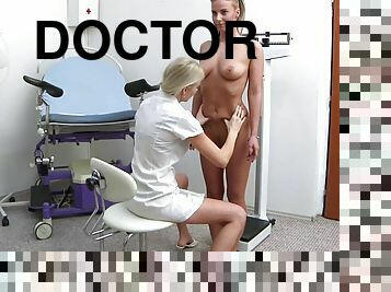 Blonde Girl With Long Legs Visits Kinky Female Doctor