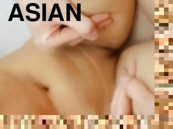 Asian wife cuckold hubby cleanup creampie