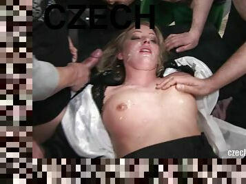 Czech lewd MILF first gangbang porn video