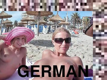 German Teen anal pick up at beach for threesome ffm