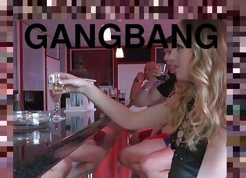 Wild gangbang in the bar with cock hungry darling Natalie Norton
