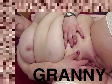Big fat granny first with big boobs