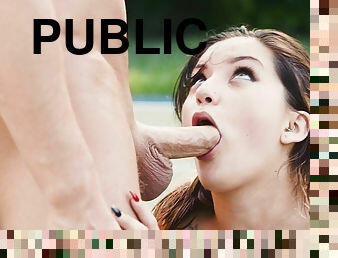 Eye-Opening Young Minx Gags On Massive Dick In Public Park