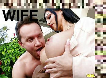 Big boobed housewife Melissa cheats on her hubby with a gardener