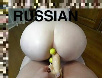 Russian mature BBW Lesbians with anal balls
