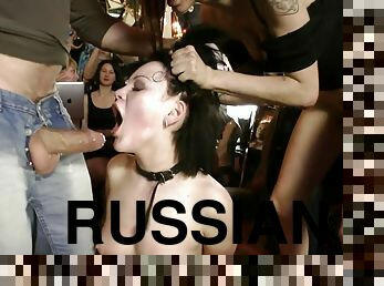 Russian bitch butt sex fisted in public bar