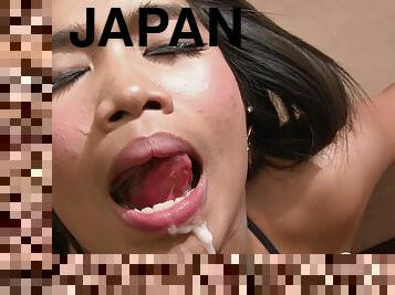 Sexually Attractive Japanese babe in stockings made love hard