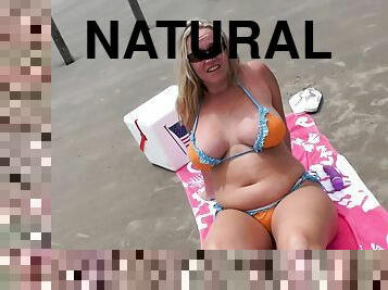 Naughty Beach Fun with big ass BBW blonde with big naturals Siren XXX outdoors