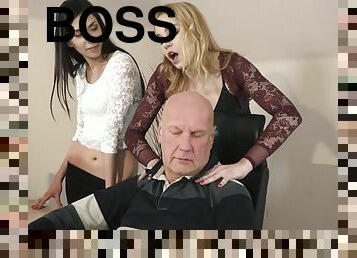 Boss fucks too young lesbian employees