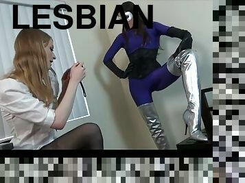 Lesbian heroine licks feet