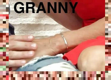 Blonde granny creampied