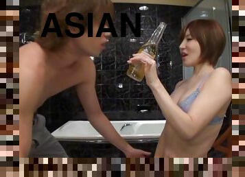 asiatisk, badning, hardcore, japans, par, bh