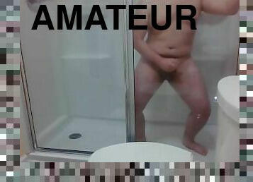 Chubby Boy Cums In Shower