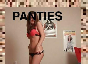 Girl in ruffled panties gives erotic lap dance