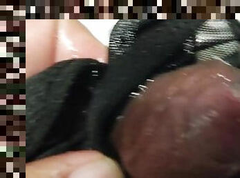 My wife asked me to record a video in which i full her black thong panties