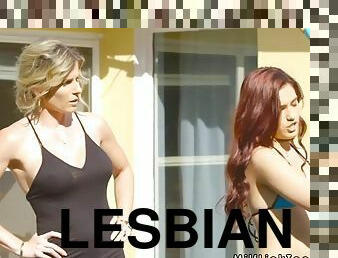 Lesbian stepmom disciplines redhead teen