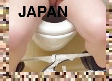 asiatisk, tissende, offentlig, amatør, japans, toilet, fetish