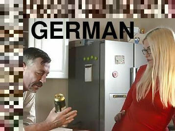 Curvy German blonde fucks older man