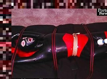 Sexy Latex Rubber Doll Gets Strapped Down & Made to Have Multiple Orgasms With Lovense Flexer & Hush