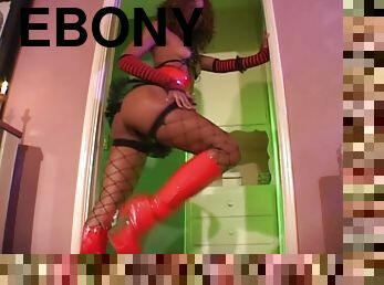 Gorgeous Ebony Babe In Fishnets Has A Hot Ass And Wants A Cock In It