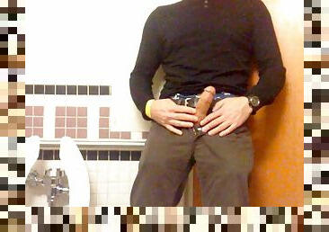 Jack-off in a hospital public toilet. Almost caught, I forgot to lock the door. I still finished jerking