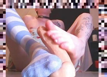 FOOTJOB FROM NONBINARY TRANS FEMBOY IN SUNDRESS AND PANTIES