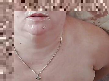 girlfriend masturbates and sucks my cock getting cum in her mouth and on her face