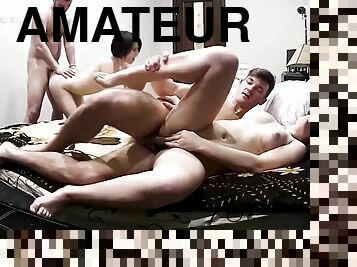 Two amateur couples play strip poker and have some hardcore action