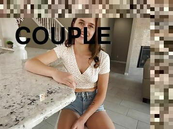HD POV video of brunette Kourtney Rae sucking her BF's dick