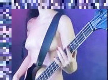 Girl playing on guitar Rammstein