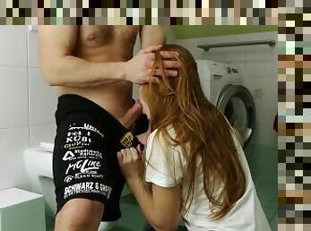 Buddy's Girlfriend Caught Jerk Off in Toilet and Helped Cum!