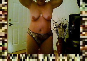 Chubby mature stripping and dancing