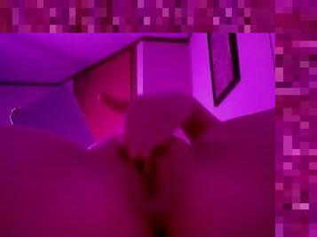 pawg masturbates while watching porn til she squirts with shaking orgasm