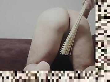 First Time Solo Spanking Session - Bare Handed Spanking - Sticks