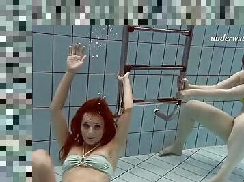Hot underwater lesbians Ala and Lenka get horny