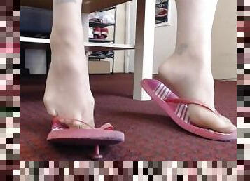 Pantyhose In Pink Flip Flops