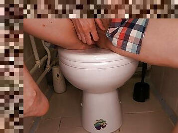 Hot schoolgirl loves to masturbate, even in a public toilet