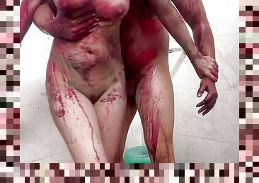 Holi with Sexy Aunty and Gives her Pleasure on Holi