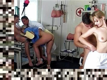 Nurses and doctors start a sexy orgy
