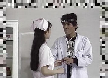 Asian nurse and doctor get their fuck on in an exam room