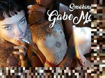 18 Yo Cutie Smoking and Riding a Dick. I got my Ass Covered in CUM - Gabe Martins
