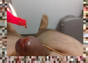 Hot wax on cock and balls