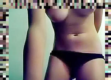 Perky teenage breasts on webcam