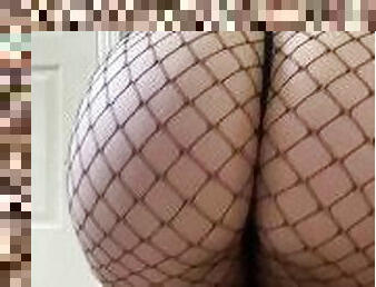 Big ass Latina making that ass bounce in fishnets and a g-string