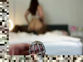 hotwife cheating on her bf locked in chastity , qos cuckolding her hubby