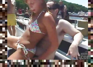 Dancing bikini sluts are hot on the party boats